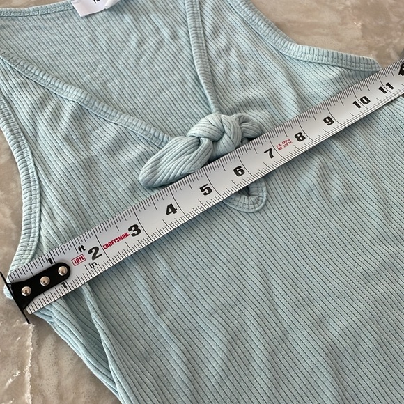 Sea foam blue ribbed tank keyhole with bow size S hashtag EUC very soft - Picture 9 of 13